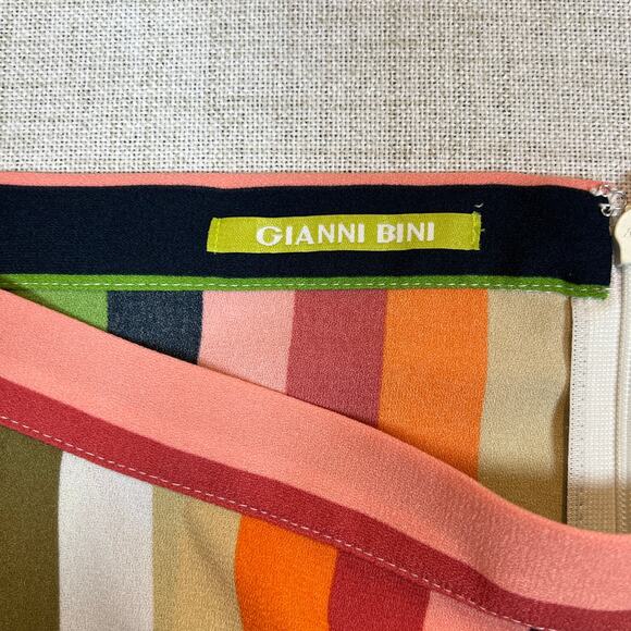 Gianni Bini Multicolored Striped Skirt Size 12 Midi A Line Candy Stripe - Picture 4 of 9